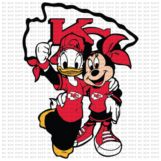 Minnie & Daisy Kansas City Chiefs | DTF Ready to Press or Sublimation Transfer